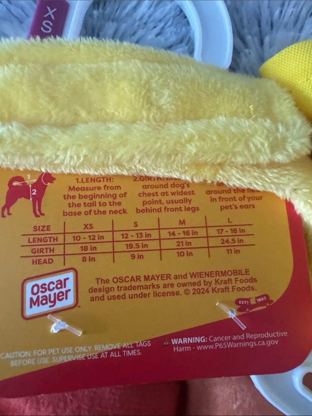 Oscar Mayer Hot Dog Costume Set - Yellow & Brown